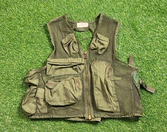 Medium Vintage 70s 80s Survival Vest Mesh Tactical US Air Force