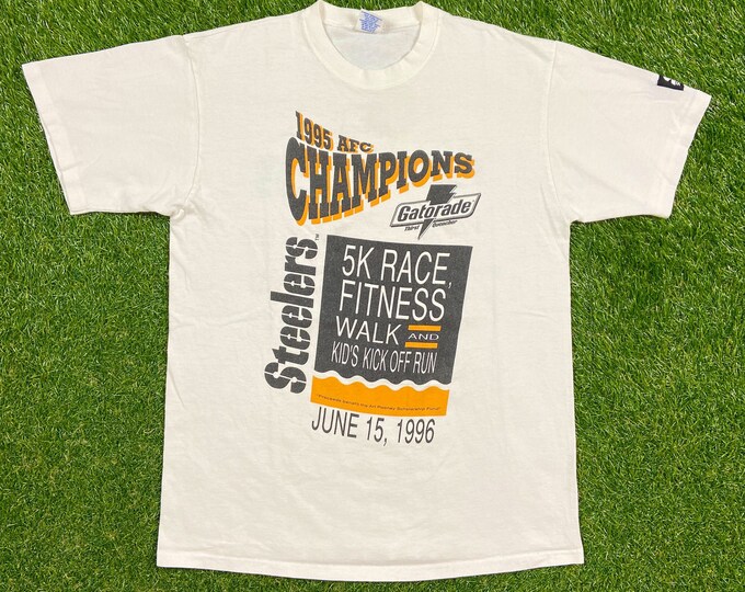 Vintage Pittsburgh Steelers 1995 AFC Champions T Shirt Tee Starter Size Medium M NFL Football Pennsylvania