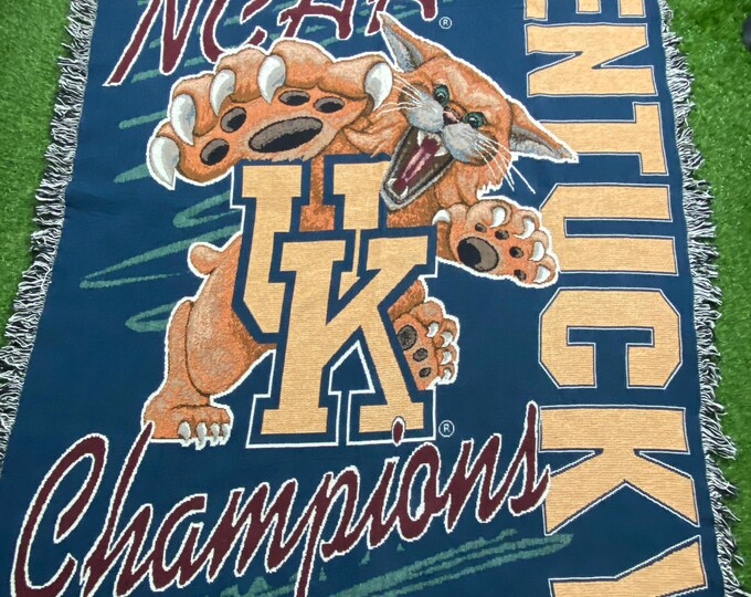 Vintage University of Kentucky Wildcats 1998 Champions Blanket NCAA College Basketball Lexington Big Blue 1990s 90s