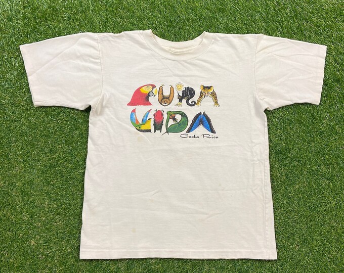 Vintage Costa Rica T Shirt Size 16 Youth Large Made in Costa Rica Caribbean Island Beach 1990s 90s