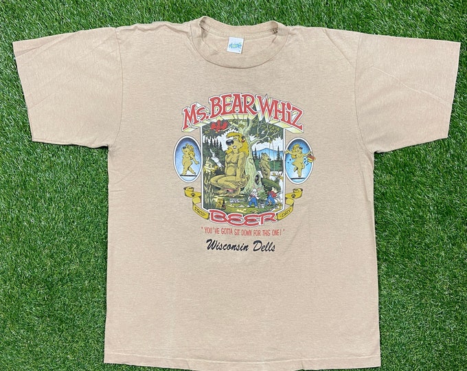 Vintage Ms Beer Whiz Beer Wisconsin Dells T Shirt Tee Alore Made USA Size Xtra Large XL Drink Alcohol Party Night Life Classic Beer