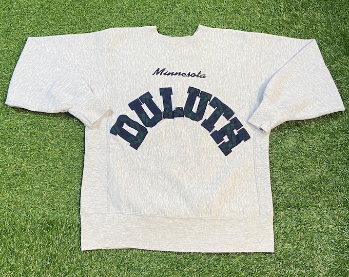 Vintage University of Minnesota Duluth UMD Crewneck Sweatshirt Champion Made USA Size Large L NCAA College Football Pull Over Oversized 90s