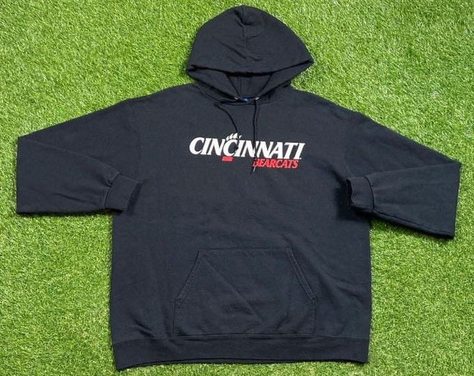 Vintage University of Cincinnati Bearcats Hoodie Sweatshirt Champion Size Xtra Large XL Ohio NCAA Football Basketball Pull Over Oversized