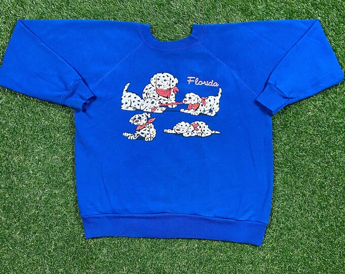 Vintage Florida Crewneck Sweatshirt Hanes Made USA Size Large L Dalmatians Pull Over 1980s 80s Tourist Sweater