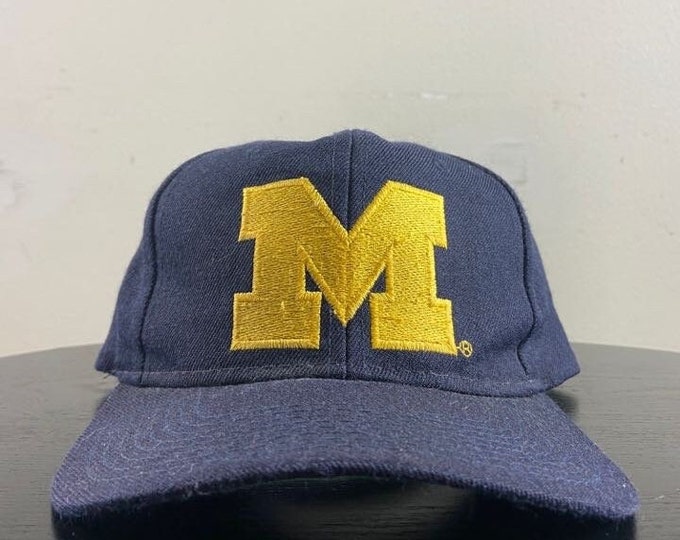 Vintage University of Michigan Wolverines Snapback Hat Headmaster OSFA NCAA College Football Detroit 1990s 90s