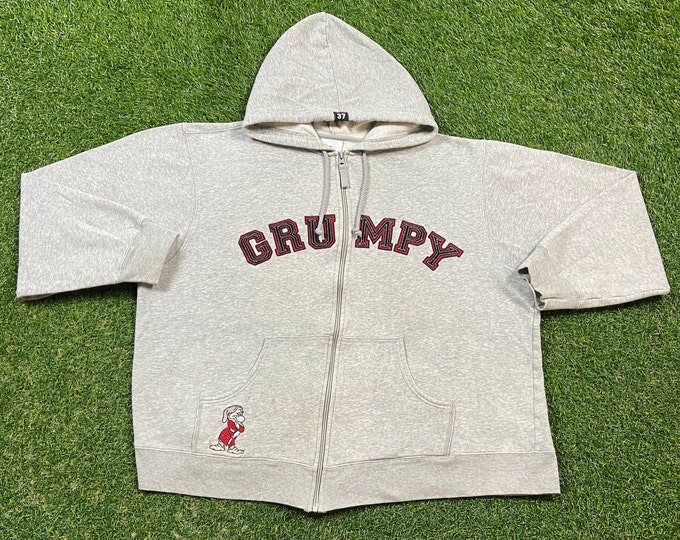 Vintage Grumpy 7 Dwarfs Snow White Hoodie Sweatshirt Size Large L Walt Disney World Magic Kingdom Mickey Mouse Disneyland Pull Over