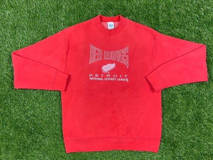 Vintage Detroit Red Wings Hockey Comfy Cord Crew Sweatshirt