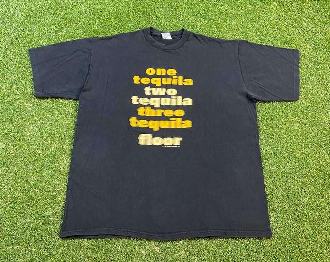 Vintage One Tequila Two Tequila Three Tequila Floor T Shirt Made USA Size XXL 2XL Drink Alcohol Party Night Life Classic Liquor 1990s 90s