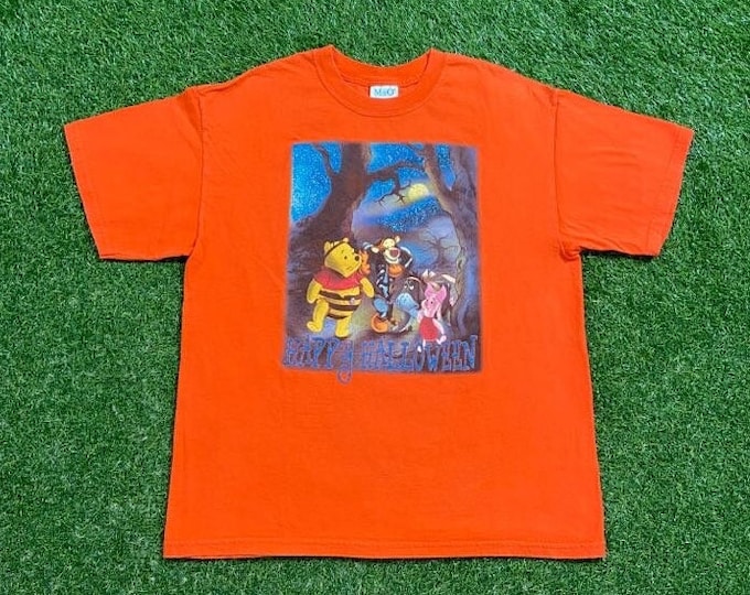 Vintage Winnie The Pooh Happy Halloween T Shirt Tee Size Large L Walt Disney World WDW Classic Cartoon Mickey Mouse Pooh 1990s 90s