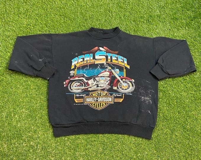 Vintage Harley Davidson Crewneck Sweatshirt Size Medium M HOG Bike Week Motorcycle 1990s 90s Pull Over Oversized