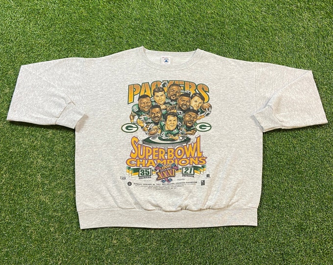 Vintage Green Bay Packers 1997 Super Bowl Champions Crewneck Sweatshirt Made USA Size Xtra Large XL NFL Football Wisconsin Cheese Heads 90s