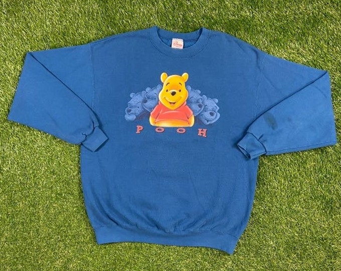 Vintage Winnie the Pooh Bear Crewneck Sweatshirt Made USA Size Xtra Large XL Walt Disney World Wdw Disneyland Disneyana Piglet Pull Over