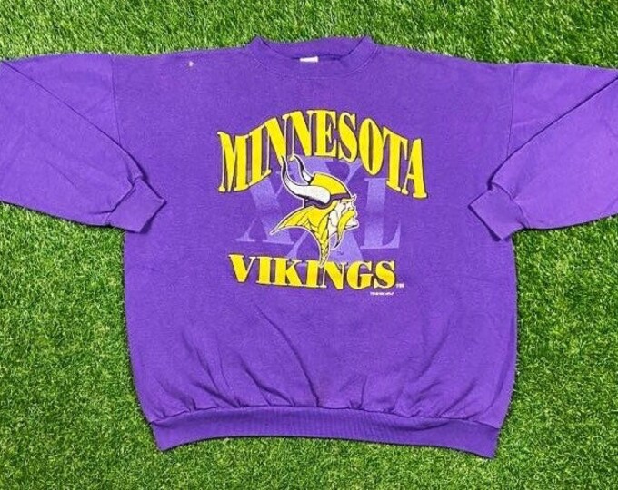 Vintage Minnesota Vikings Crewneck Sweatshirt Competitor Made USA Size XXL 2XL NFL Football Randy Moss Pull Over Oversized 1990s 90s