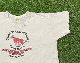 Vintage Great 2 Alarm Chili Foot Race T Shirt Tee Russell