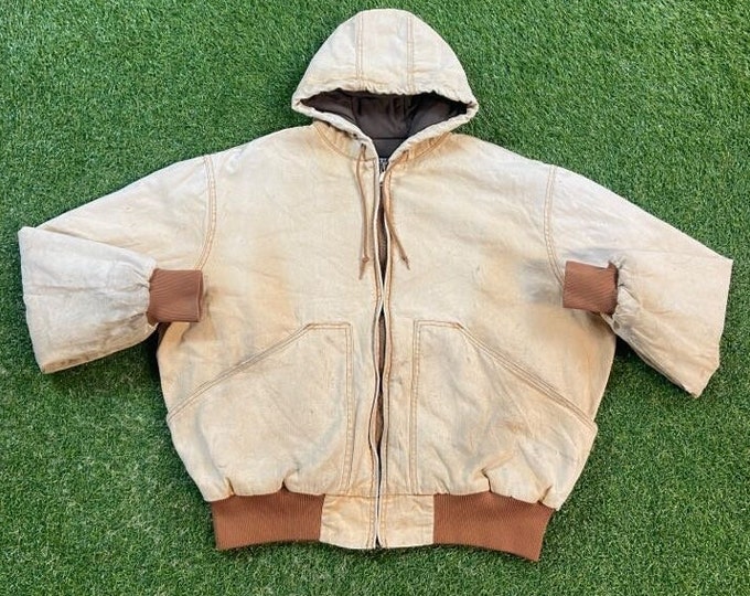 Vintage Blizzard Pruf Jacket Hoodie Walls Size Xtra Large XL Beige Sportswear Coat Outdoor Hiking 1990s 90s Work Wear Snow
