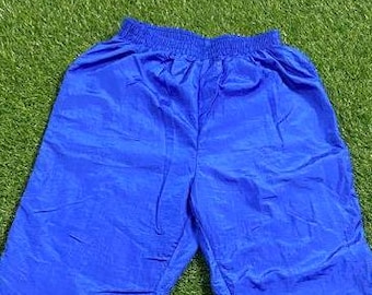 Vintage Plain Blue Windbreaker Pants Size Large L Classic Sportswear Quality Fit 1980s 80s Jogger