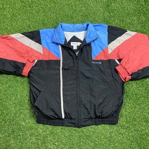 Vintage Oleg Cassini Windbreaker Zip Up Jacket Size XXL 2XL Multicolor Streetwear Sport Active Wear Classic Light Rain Coat 1990s 90s