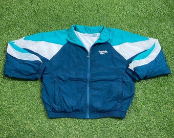 Vintage Reebok Windbreaker Jacket Zip Up Size Medium M Classic Sportswear Athletic Wear Classic 90&#39;s 1990s Light Rain Jacket Coat Logo