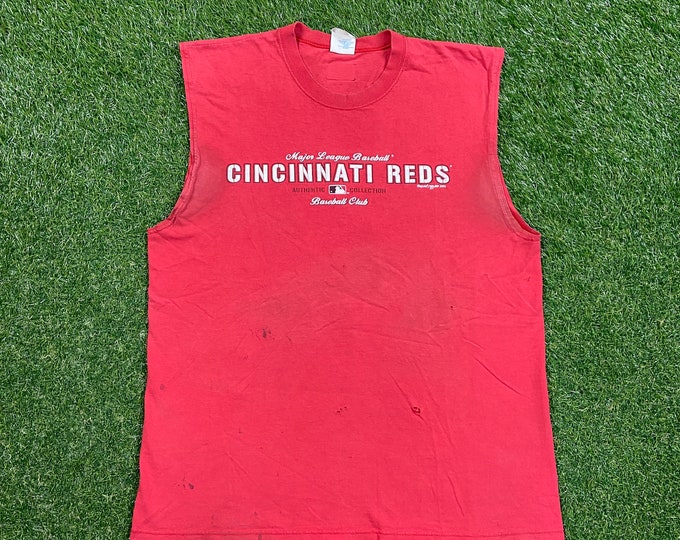Vintage Cincinnati Reds T Shirt Tee Majestic Made USA Size Large L MLB Ohio Cleveland Red Baseball Ken Griffey Jr Classic