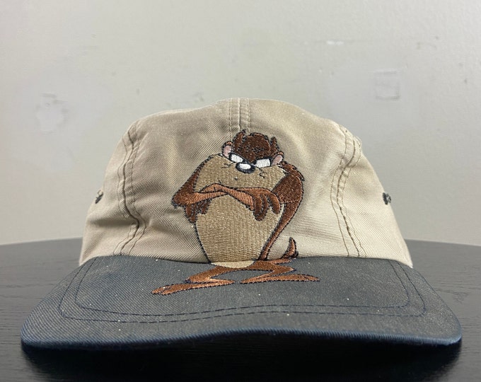 Vintage Looney Tunes Taz Snapback Hat Size Small / Medium Cartoon Tazmanian Devil Warner Bros Space Jam Bugs Bunny 1990s 90s