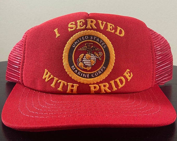 Vintage United States Marines Corps Snapback Hat Made USA OSFA US Military Army Navy 1990's 90's