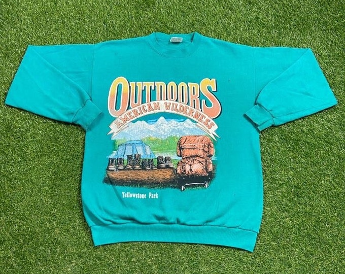 Vintage Yellowstone National Park Crewneck Sweatshirt Made USA Xtra Large XL Wyoming Montana Idaho Pull Over 1990s 90s Oversized Graphic