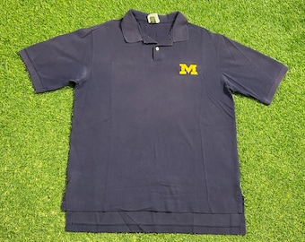 Vintage University of Michigan Wolverines Polo Shirt Made USA Size Large L NCAA College Football Basketball Detroit 1990s 90s