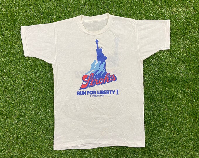 Vintage Strok's Run for Liberty Brooks 1984 T Shirt Tee Marathon Size Small Statue of Liberty USA