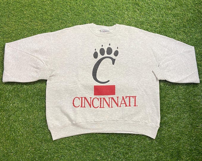Vintage University of Cincinnati Bearcats Crewneck Sweatshirt Made USA Size XL Ohio NCAA Football Basketball 1990s 90s Pull Over Oversized