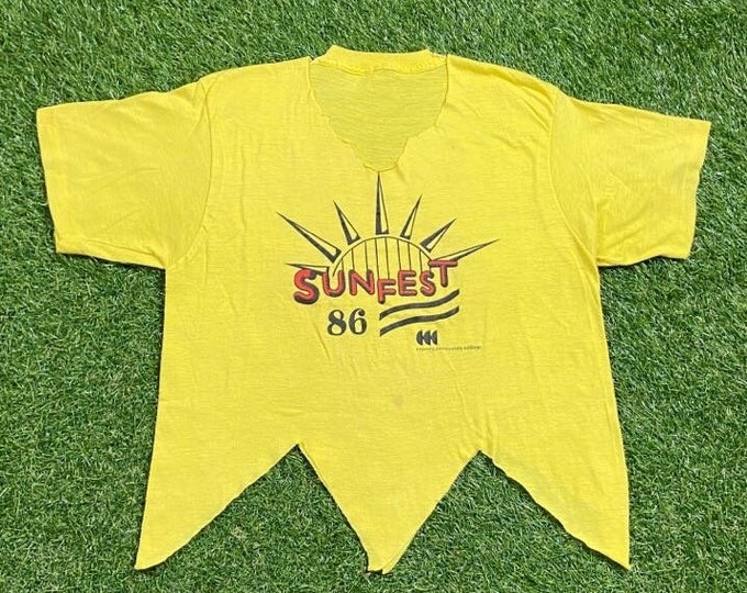Vintage Sunfest Corning Community College T Shirt Tee Size Small S SUNY State University of New York College NYU 1980s 80s