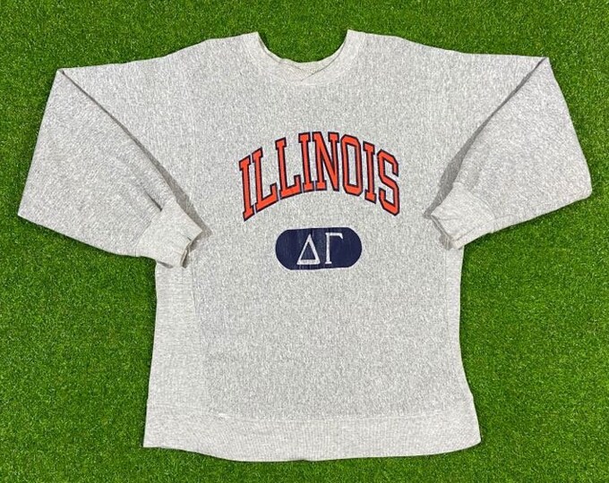 Vintage University Of Illinois Crewneck Sweatshirt Hanes XL Made USA 90s NCAA Warm Fighting Illini 1990s Chief Tri Blend Rayon