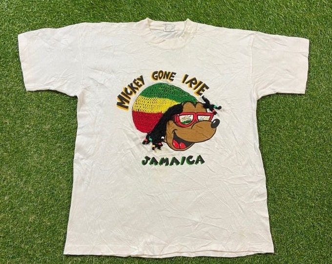 Vintage Mickey Mouse T Shirt Tee Size Xtra Large XL Jamaica Reggae Walt Disney World Magic Kingdom WDW Disneyland 1990s 90s Irie Rasta Funny