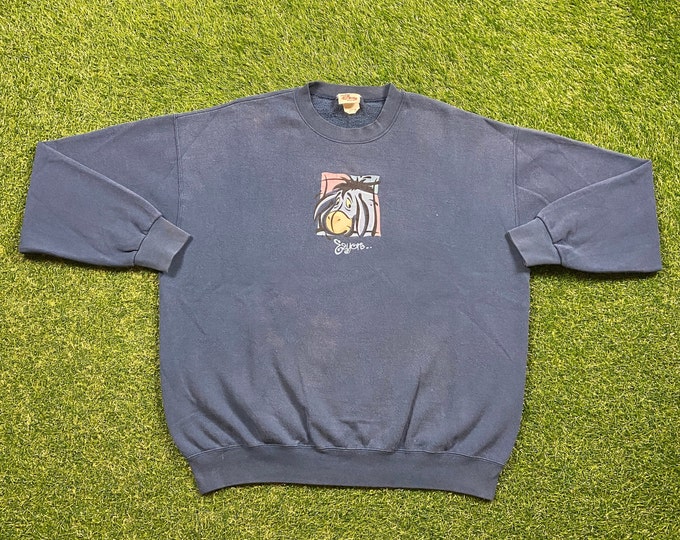 Vintage Winnie the Pooh Eeyore Crewneck Sweatshirt Made USA Size Xtra Large XL Walt Disney World 80s 90s WDW Disneyland Pull Over Oversized