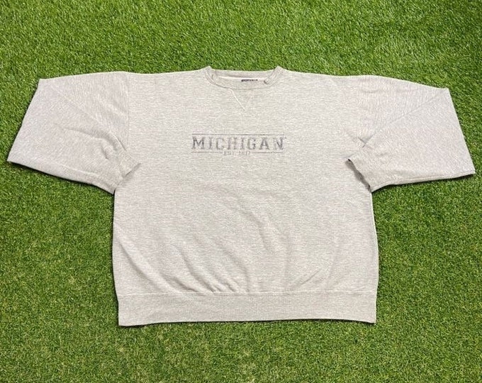Vintage University of Michigan Crewneck Sweatshirt Size Large L NCAA College Football Wolverines Detroit Big House 1990s Pull Over Oversized