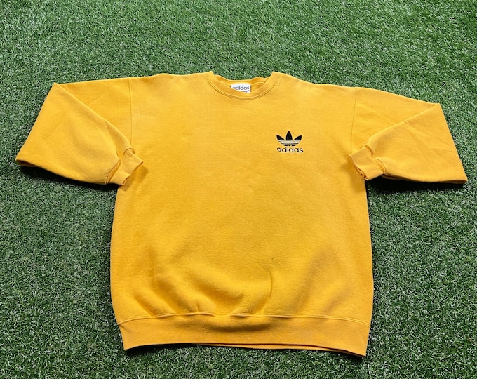 Vintage Adidas Crewneck Sweatshirt Made USA Size Large L New York Three Stipes Yeezy 90s 1990s Classic Logo Original Pull Over Oversized