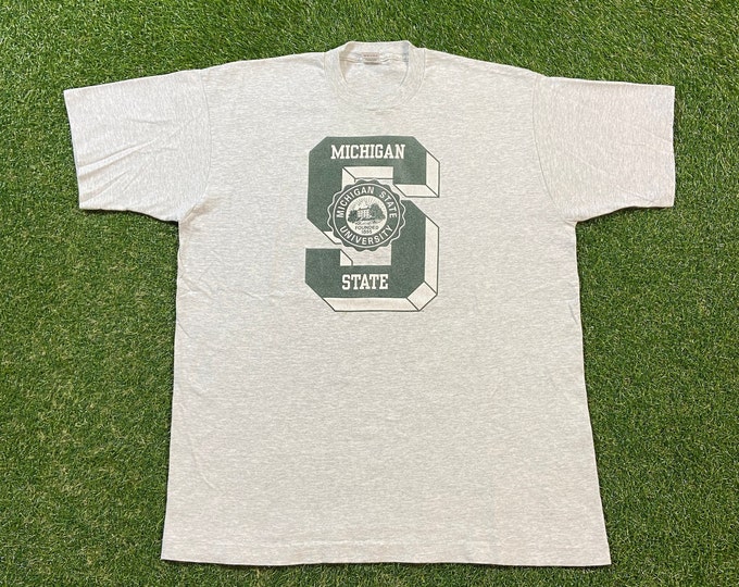 Vintage University of Michigan State Spartans T Shirt Tee Made Usa Size Xtra Large XL NCAA College Football Detroit MSU 1990s 90s