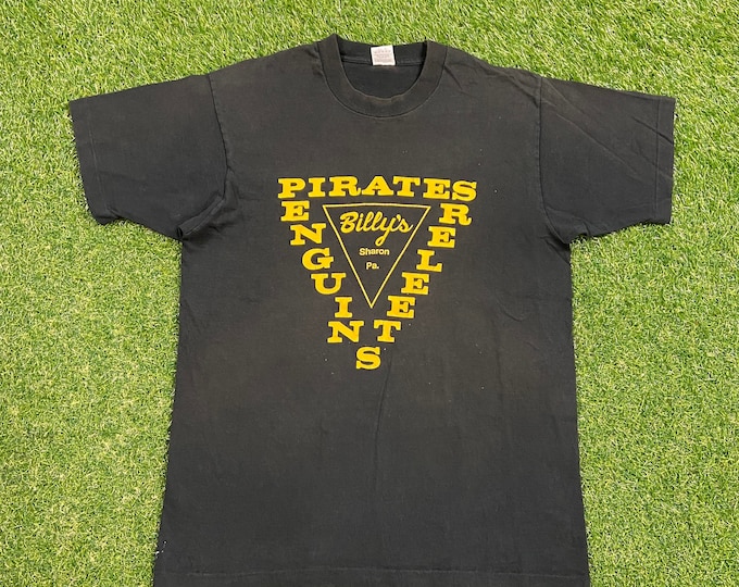 Vintage Billy's Sharon Pennsylvania T Shirt Tee Fruit of the Loom Made USA Size Large L Pittsburgh Steelers Penguins Pirates