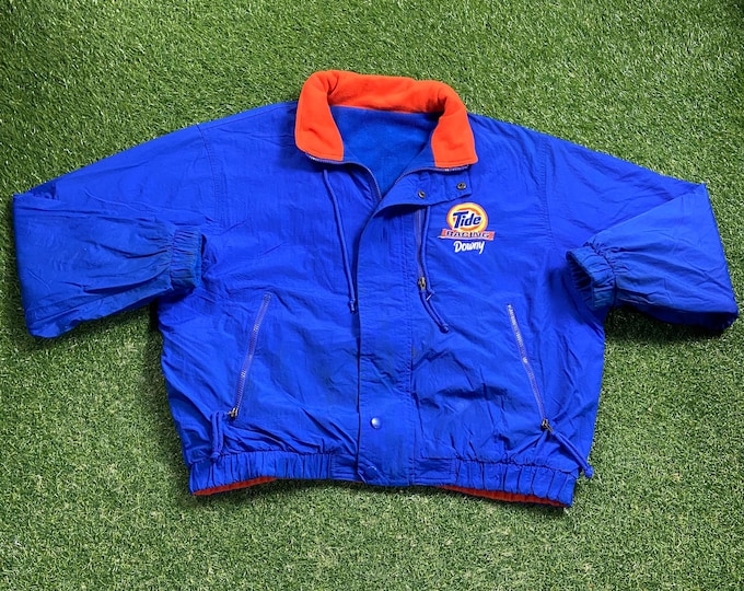 Vintage Tide Racing Team Reversible Windbreaker Jacket Size Xtra Large XL Cleaning Products NASCAR Racing Fleece 1990s 90s