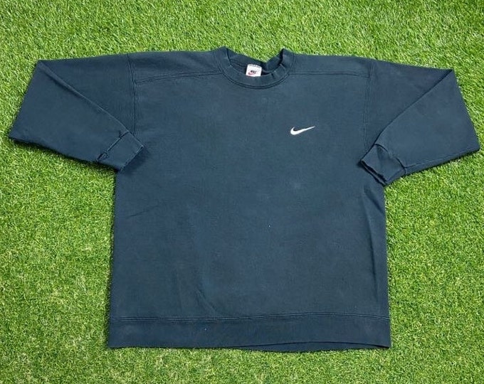 Vintage Nike Crewneck Sweatshirt Made USA Size Large Swoosh Check Mark Just Do It Classic Air Jordan 1990s 90s Original Pull Over Oversized