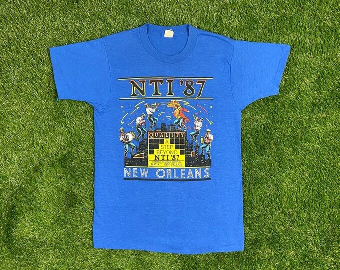 Vintage New Orleans NTI 87 T Shirt Tee Screen Stars Size Medium Made USA National Teaching Institute Education Jazz Big Easy Louisiana