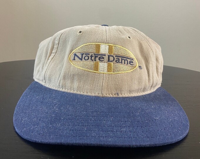 Vintage Notre Dame University Strap Back Hat Made USA OSFA Fighting Irish NCAA College Football 1990s 90s