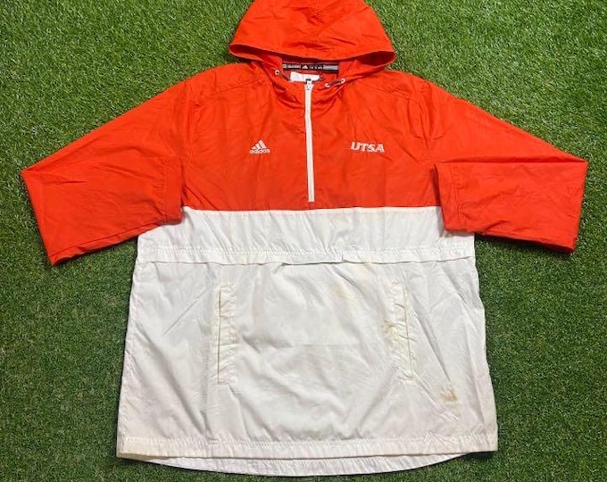 Vintage University of Texas at San Antonio RoadRunners Windbreaker Jacket Adidas Size Xtra Large XL NCAA College Football Light Rain Coat