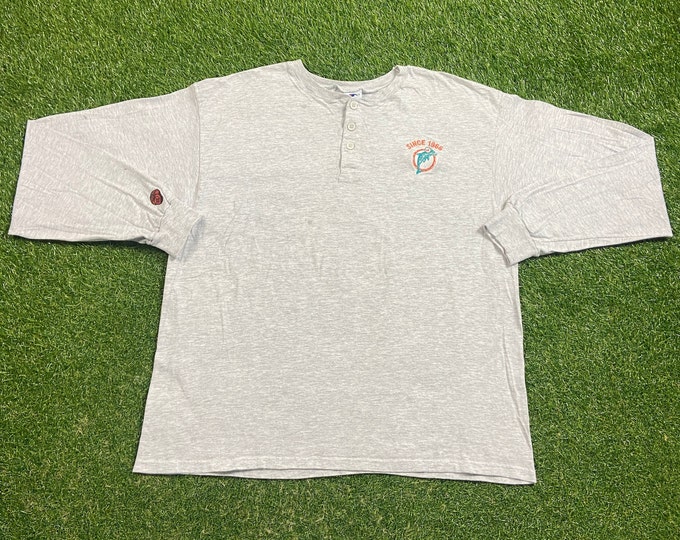 Vintage Miami Dolphins Long Sleeve Shirt Champion Made USA Size XXL 2XL NFL Football 305 Florida Dan Marino 1990s 90s