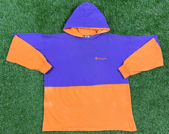 Vintage Champion Hoodie Long Sleeve T Shirt Tee Made USA Size Xtra Large XL Sportswear
