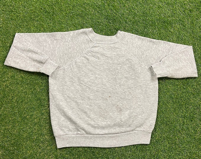 Vintage Plain Gray Crewneck Sweatshirt Size Small S Quality 1970's Comfy Great Fit Original 70s Pull Over Tri Blend