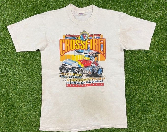 Vintage Kings Speedway Coors Light Beer 1986 T Shirt Tee Power T Made USA Size Xtra Large XL Hansford California NASCAR Racing 1980s 80s