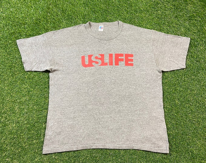 Vintage US Life T Shirt Tee Russell Athletic Made USA Size Xtra Large XL Quality 1990s Great Fit Original 90s Tri Blend Rayon