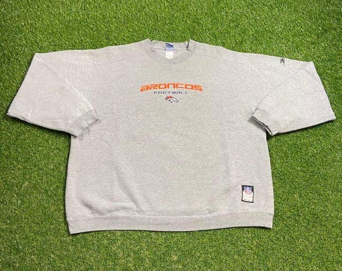 Vintage Denver Broncos Crewneck Sweatshirt Reebok Size XXL 2XL NFL Football Mile High Colorado Elway Pull Over Oversized 1990s 90s