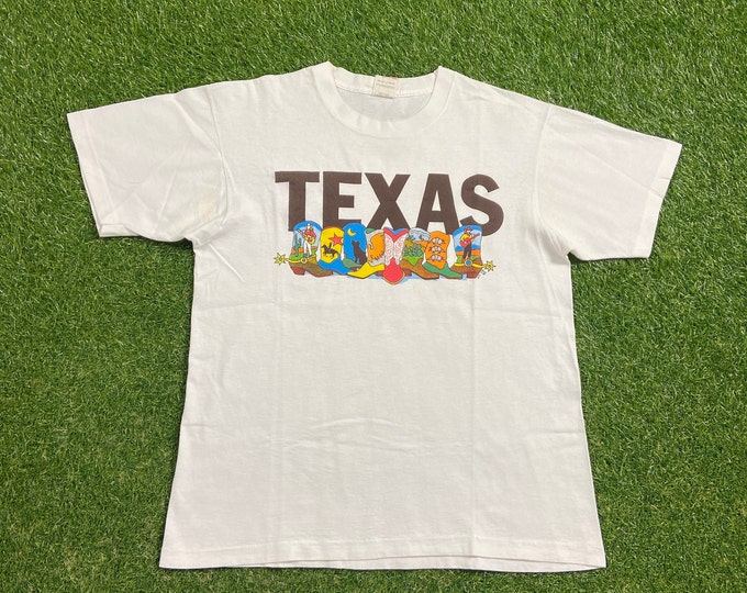 Vintage Texas T Shirt Tee Made USA Size Large L Austin Houston Dallas San Antonio Classic 1990s 90s