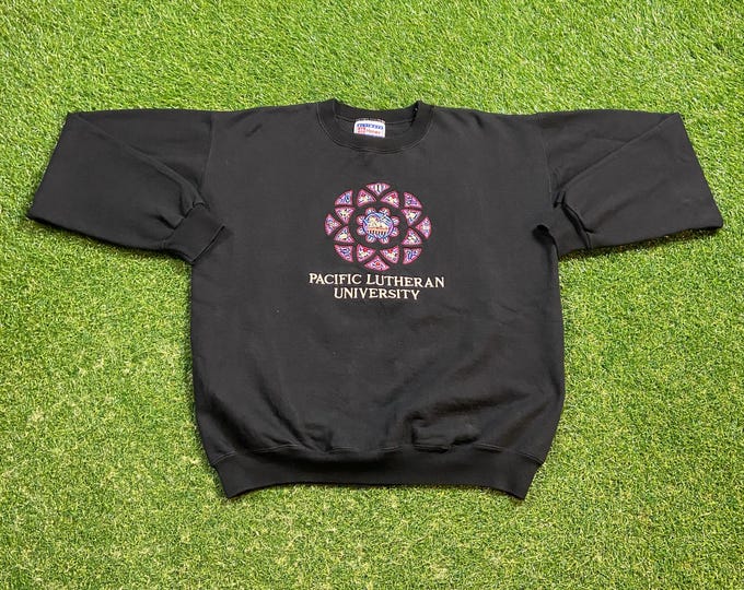 Vintage Pacific Lutheran University Crewneck Sweatshirt Size Small S Tacoma Washington Pull Over Oversized 1990s 90s